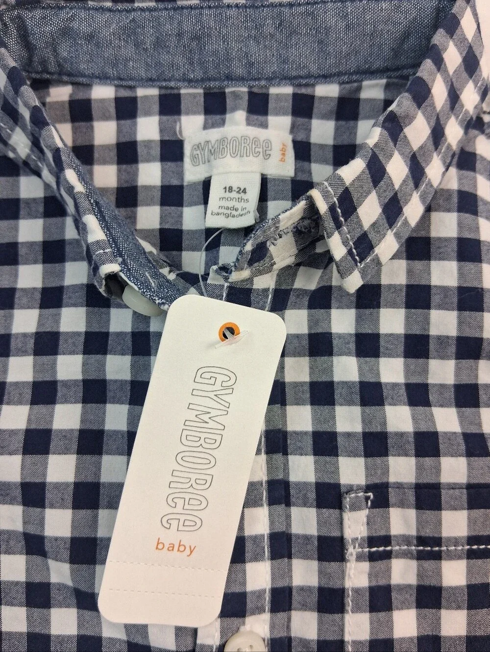 Gymboree Blue White Gingham Long Sleeve Plaid Long Sleeve Button Up Shirt 18-24M